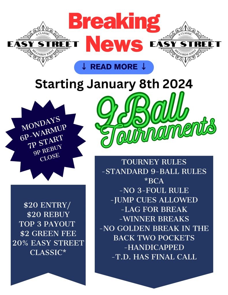January 2024 9 Ball Tournament Flyer